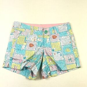 Lilly Pulitzer Womens Cotton Zodiac Callahan Shorts Colorful Print Chino Size 00